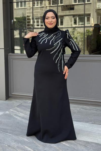 Gülsüm Tesettür Abiye Siyah
