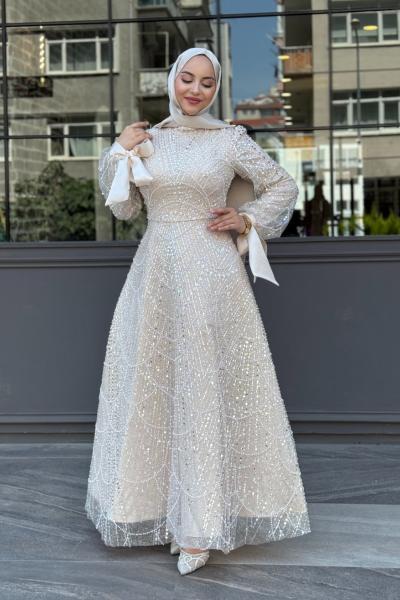 Hera Tesettür Abiye Taş Rengi