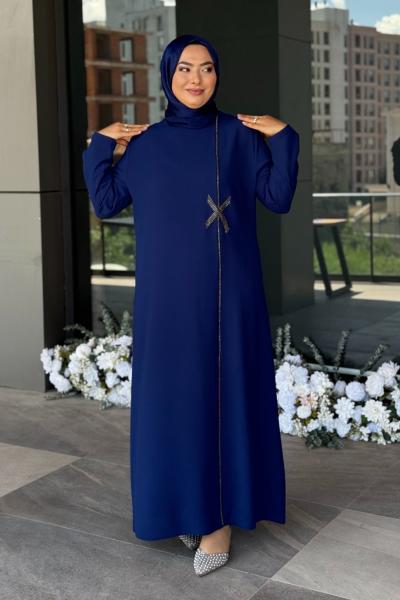 Irmak Tesettür Abiye Saks Mavisi