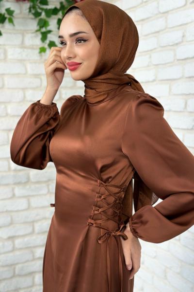 Julide Yanı Çapraz Bağcıklı  Kahverengi