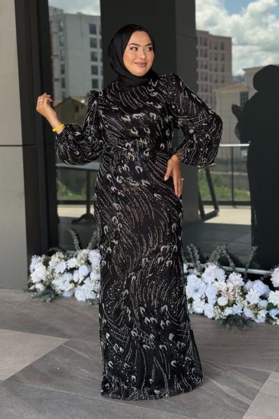 Leman Tesettür Abiye Siyah