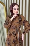 Leyla Şifon Elbise Taba