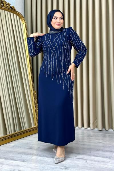 Mehtap Abiye Tesettür Lacivert