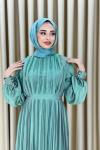 MELİS PLİSELİ TAŞLI ABİYE Mint Yeşili