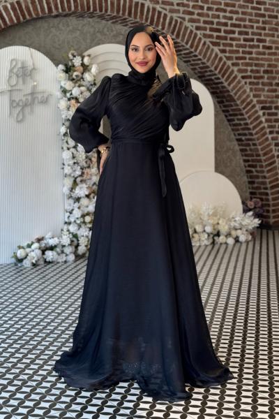 Meltem Tesettür Abiye Siyah