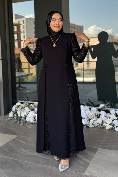 Müjde Tesettür Abiye Siyah