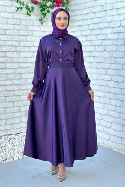 Narin Etekli Takım Tesettür Mor