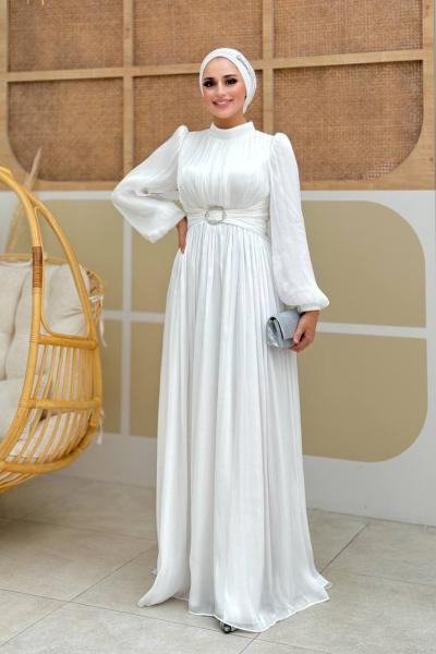 Nedime tesettur abiye Ekru