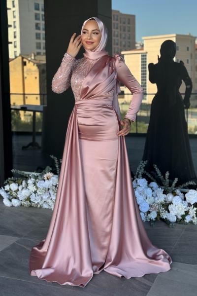 Nefise Tesettür Abiye Pembe