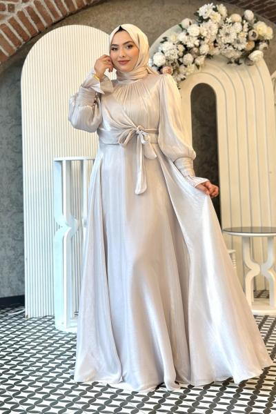 Nehir Tesettür Abiye Taş Rengi