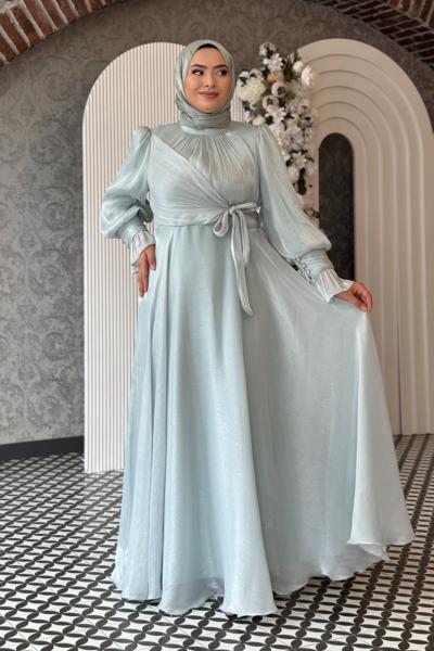 Nehir Tesettür Abiye Su Yeşili