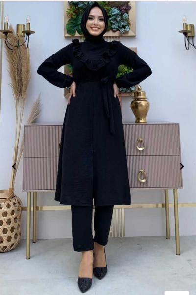 NESLİHAN PANTOLONLU TAKIM Siyah