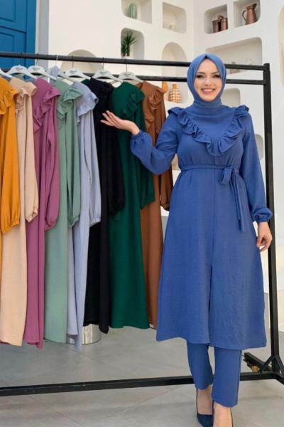 NESLİHAN PANTOLONLU TAKIM Mavi