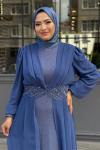 Neslişah Tesettür Abiye İndigo