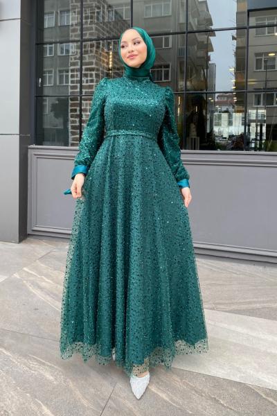 Nisa Tesettür abiye Zümrüt