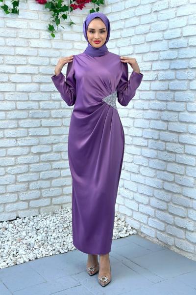 Nişantaşı Abiye Tesettür Lila