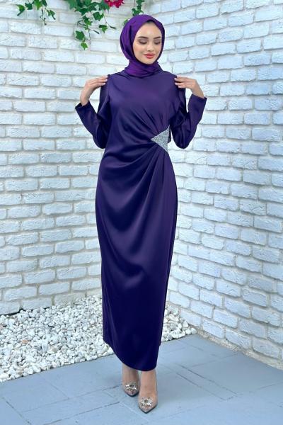 Nişantaşı Abiye Tesettür Mor