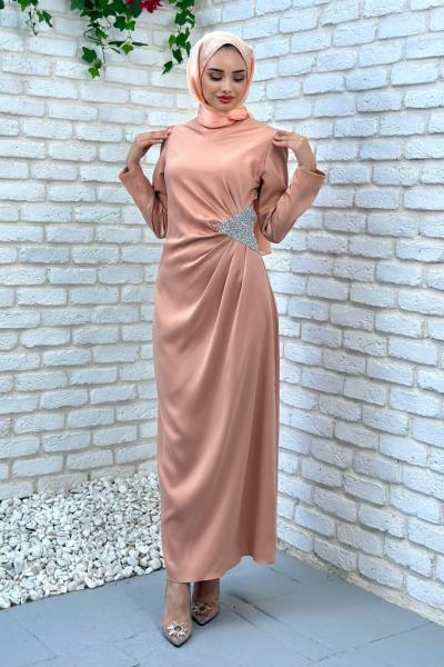 Nişantaşı Abiye Tesettür Somon