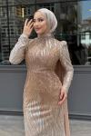Öznur Tesettür Abiye Gold