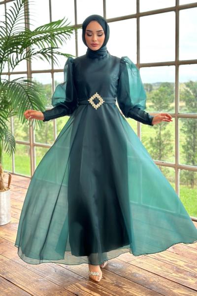 PERİ Tesettür Abiye Zümrüt