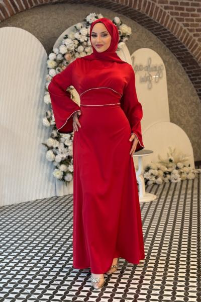 Pınar Tesettür Abiye Kırmızı