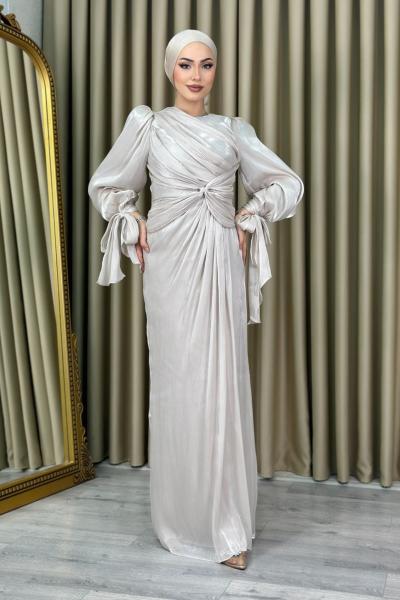 Rabia tesettür abiye Taş Rengi