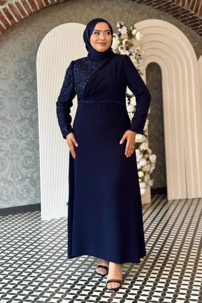 Rana Tesettür Abiye Lacivert