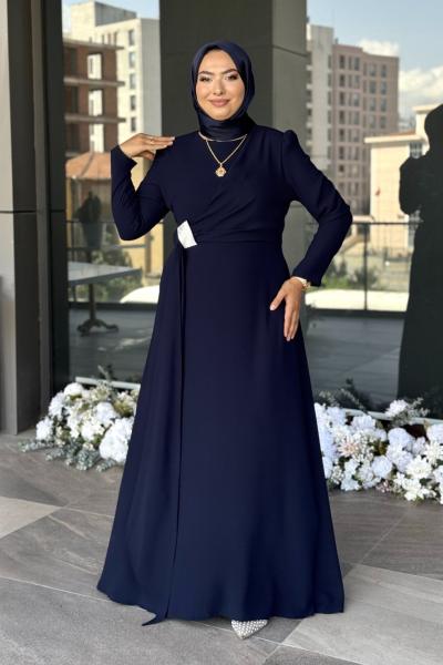 Selcan Tesettür Abiye Lacivert