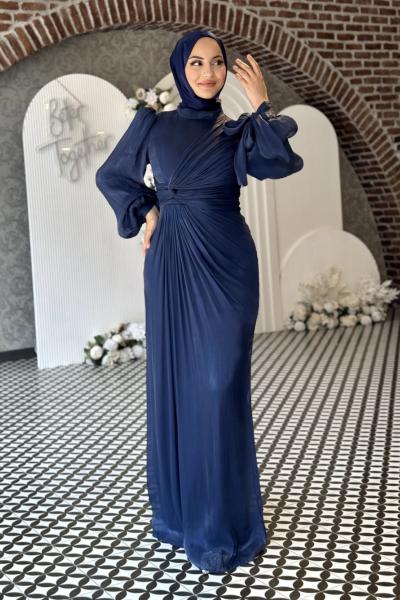 Semanur Tesettür abiye Lacivert