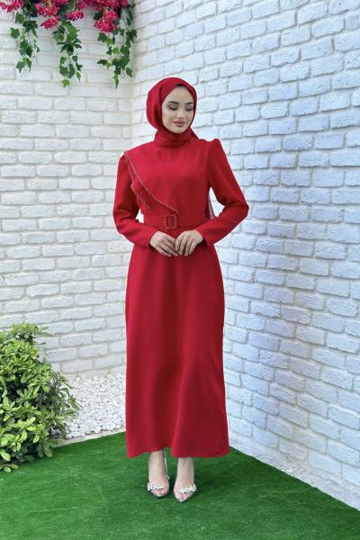 Sevil Abiye Tesettür Kırmızı