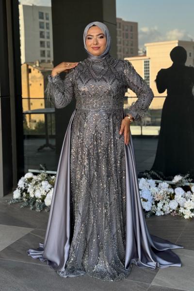 Şeyma Tesettür Abiye Gri