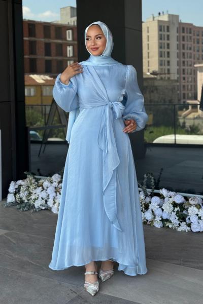 Sibel Tesettür Abiye Bebe Mavisi
