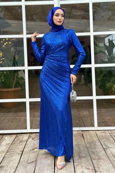 Sinem Pullu Abiye Saks Mavisi