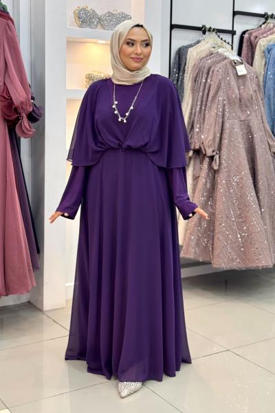 Şule tesettür abiye Mor