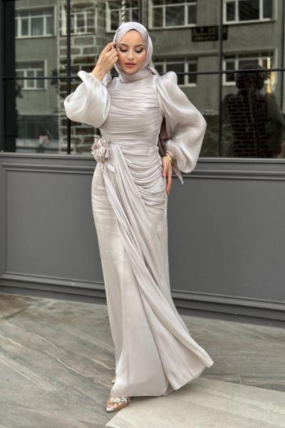 Talya Tesettür Abiye Taş Rengi