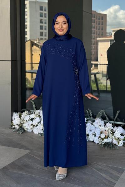 Tana Tesettür Abiye Saks Mavisi