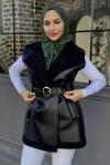 Tilbe Kürklü Yelek Siyah