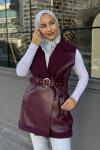 Tilbe Kürklü Yelek Bordo