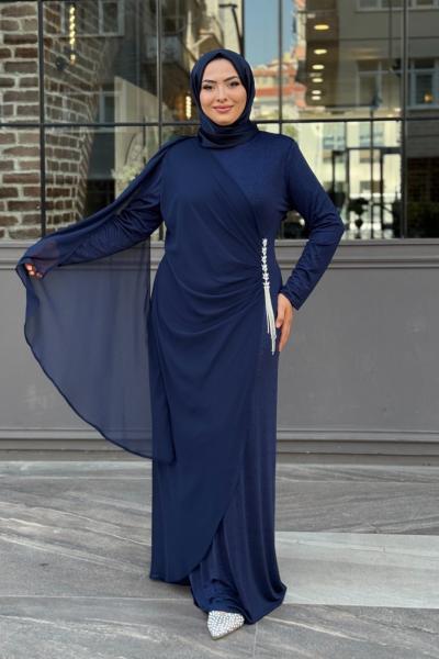 Türkü Tesettür Abiye Lacivert