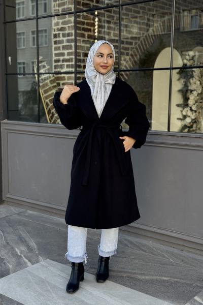 Yeliz Kaşe Kaban Siyah