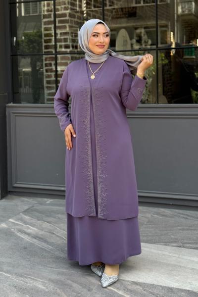 Zarife Tesettür Abiye  Lila
