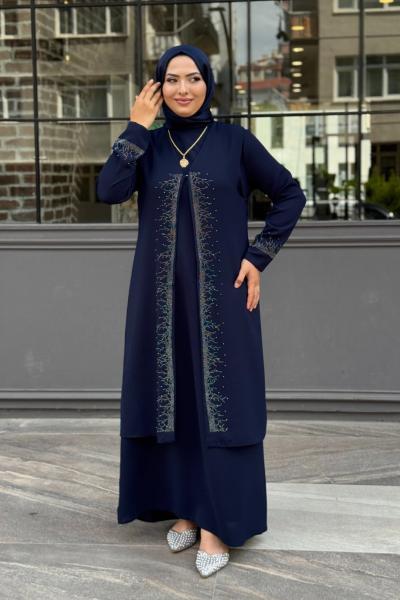 Zarife Tesettür Abiye  Lacivert