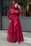 Annabel Tesettür Abiye Bordo