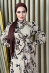Leyla Şifon Elbise Taş Rengi