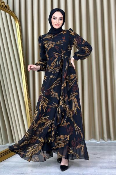 Leyla Şifon Elbise Siyah