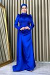 Tülay Tesettür Abiye Saks Mavisi
