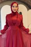 Mercan abiye tesettür Bordo