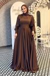 Candan Tesettür Abiye Kahverengi