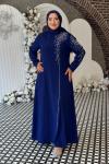 Didem Tesettür Abiye Saks Mavisi