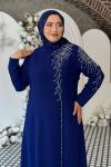 Didem Tesettür Abiye Saks Mavisi